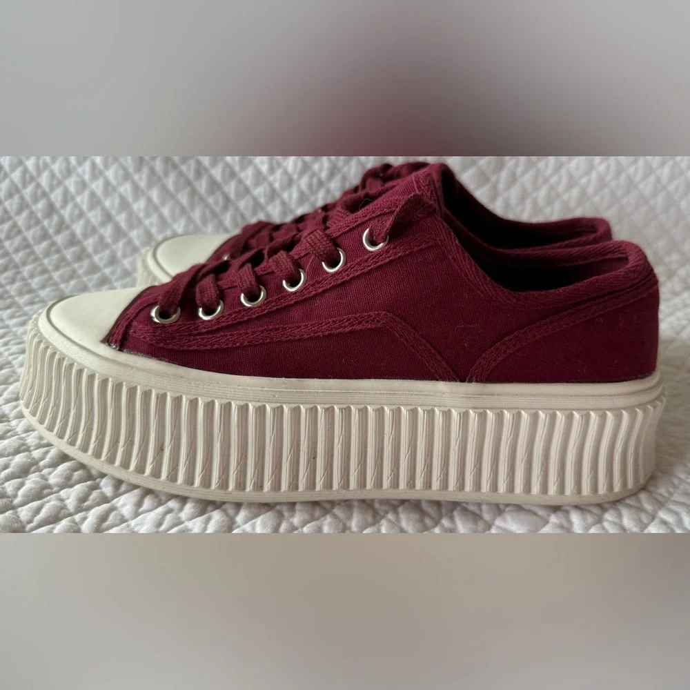 Dorothee Schumacher Platform Canvas Sneakers – Burgundy – EU 39 (US 8.5–9)